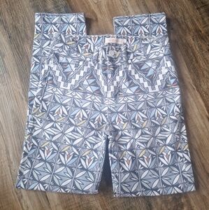Tory Burch Acoma Print Cropped Skinny Jean Riviera Blue size 24